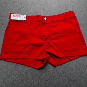 VTG Maverick Women Short Shorts Red High Waisted Deadstock USA Size 9 70s 80s